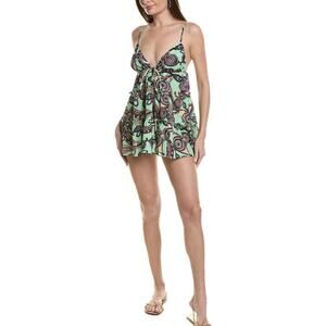 A.L.C. Gem Silk-Blend Mini Dress •Women M• Green Paisley Floral Summer ALC $425